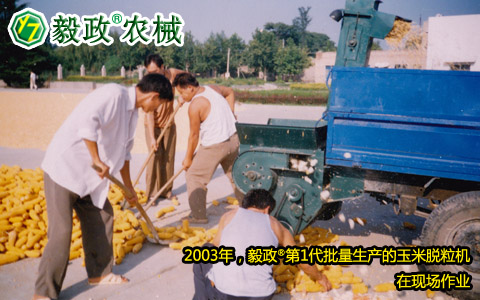 2003年,毅政,第1代,量產(chǎn),玉米脫粒機(jī),作業(yè)現(xiàn)場